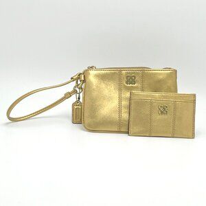 Coach Wristlet and Card Holder Gold